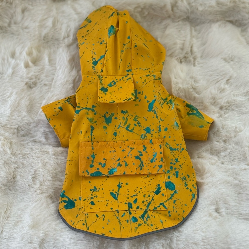 Classic Yellow and Metallic Teal Spring Raincoat